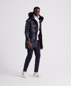 Superdry Mountain Rookie Aviator Parka Férfi Kabát MélyKék | NGXQP1769